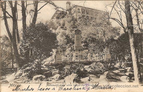 Postales: MEXICO, MONUMENTO A LOS NI&Ntilde;OS H&Eacute;ROES DE CHAPULTEPEC - CIRCULADA 1908 - Foto 1