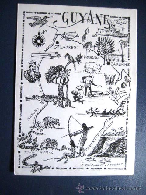 Postales: MAPA-GUYANE.DIBUJO. A&Ntilde;OS 90 SIN CIRCULAR. ENVIO GRATIS&iexcl;&iexcl;&iexcl;