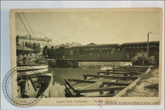 Postales: Postal Canal de San Fernando Puente Giratorio - Vistas del Tren