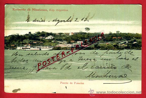 Postales: POSTAL REPUBLICA ARGENTINA, RECUERDO DE MISSIONES, PUERTO DE POSADAS, P79985