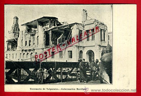 Postales: POSTAL VALPARAISO, CHILE, TERREMOTO, GOBERNACION MARITIMA,  P80137