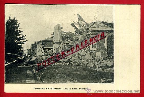Postales: POSTAL VALPARAISO, CHILE, TERREMOTO, EN LA GRAN AVENIDA, P80140