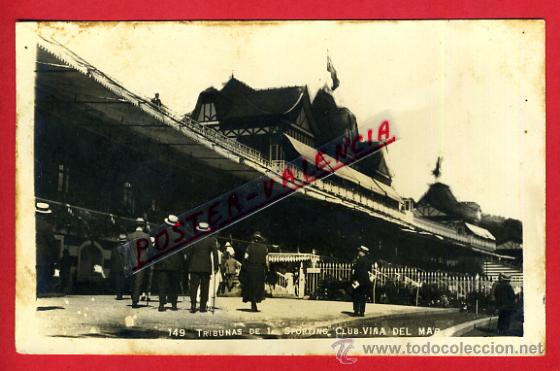 Postales: POSTAL VI&Ntilde;A DEL MAR, CHILE, TRIBUNAS DE 1A SPORTING CLUB, FOTOGRAFICA, P80236