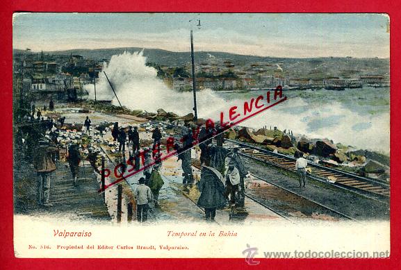 Postales: POSTAL VALPARAISO, CHILE, TEMPORAL EN LA BAHIA, P80306