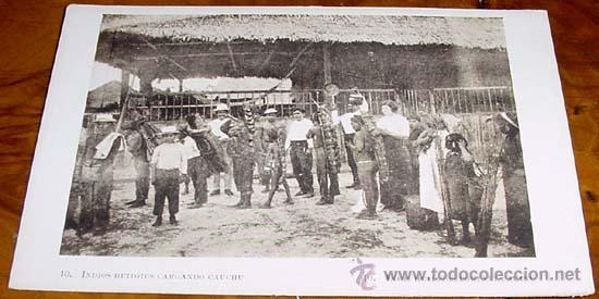 Postcards: ANTIGUA POSTAL INDIOS HUITOTOS CARGANDO CAUCHU - NO CIRCULADA.