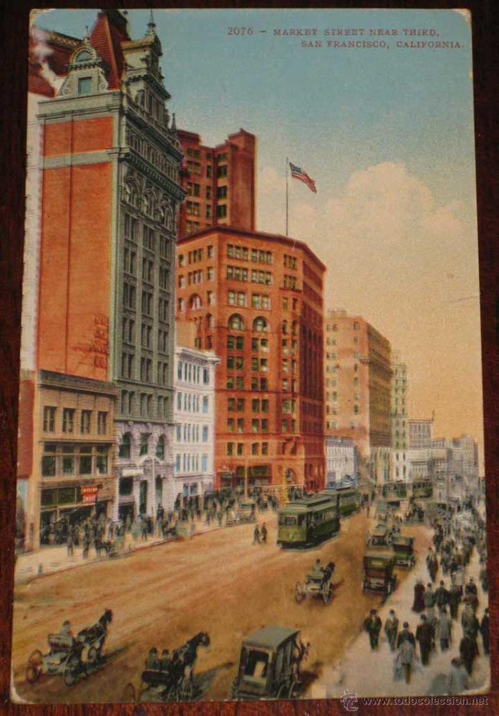 Cartes Postales: ANTIGUA POSTAL DE SAN FRANCISCO, CALIFORNIA, MARKET STREET NEAR THIRD -SIN CIRCULAR
