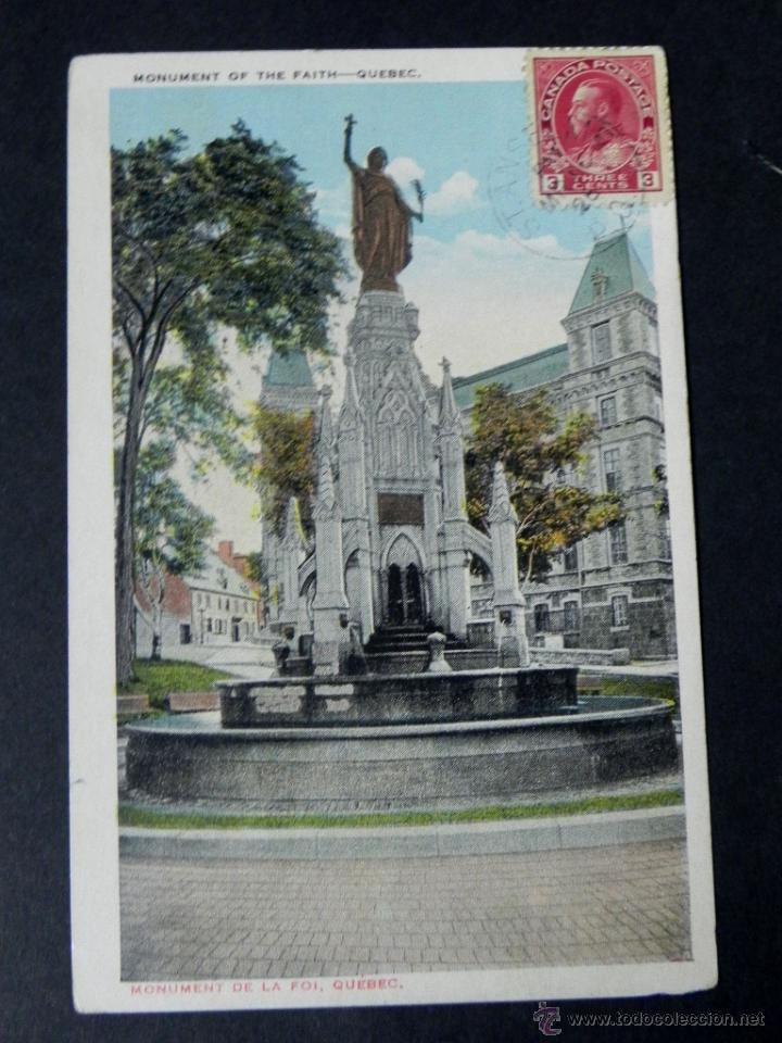 Postales: antigua postal, quebec, monumento a la fe, circulada - Foto 1
