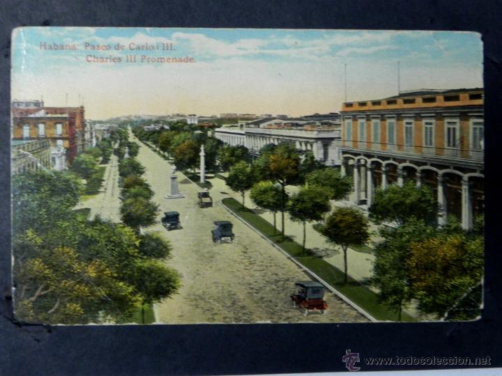 Postais: antigua postal, habana, paseo de carlos III, circulada