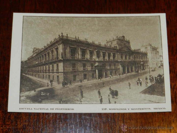 Postcards: antigua foto postal, Mexico, Escuela Nacional de Ingenieros, sin circular, old photo postcard, Mexic