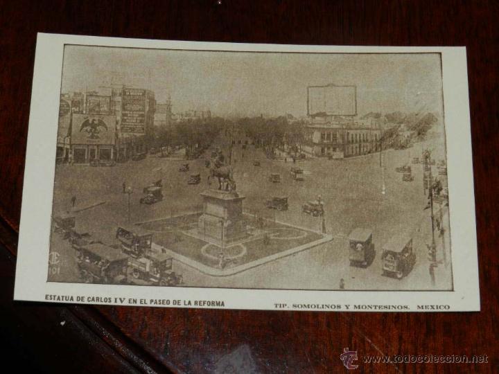 Cartes Postales: antigua foto postal, mexico, Estatua de Carlos IV en el paseo de la reforma, sin circular, old photo