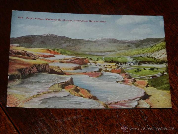 Postais: antigua postal, Salt Lake City, Terraza P&uacute;lpito, Mammoth Hot Springs, no circualda, old postcard, Ye