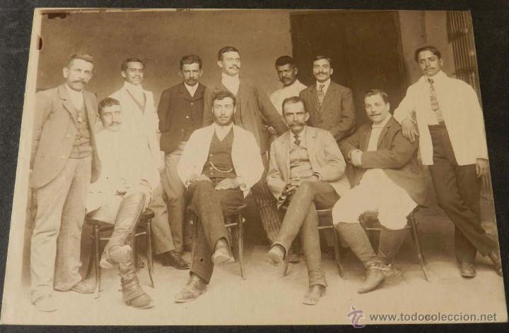 Postkarten: Antigua fotografia albumina de MEXICO, 1900 aproximadamente, grupo de jefes y capataces de una Hacie