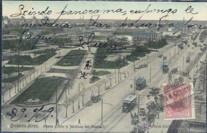 Postkarten: BUENOS AIRES (ARGENTINA).- PASEO COLON Y JARDINES DEL PUERTO