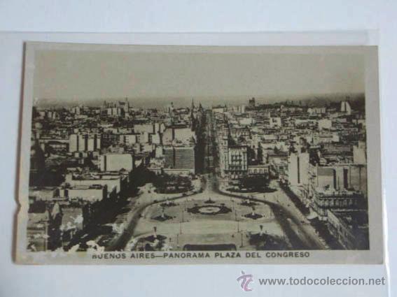 Postkarten: Postal antigua fotograf&iacute;a Buenos Aires, panorama Plaza del Congreso