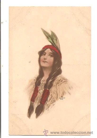 Postales: POSTAL INDIOS &ndash; ILUSTRACI&Oacute;N DE HAMILTON KING - Foto 1