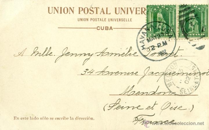 Postales: MORRO Y MALEC&Oacute;N. LA HABANA, CIRCULADA EN 1902. - Foto 2