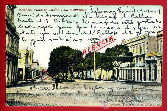 Postales: POSTAL, HABANA, CUBA, PASEO DEL PRADO Y CALLE NEPTUNO, P93699