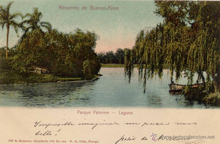Postkarten: RECUERDO DE BUENOS AIRES (ARGENTINA).- PARQUE PALERMO-LAGUNA