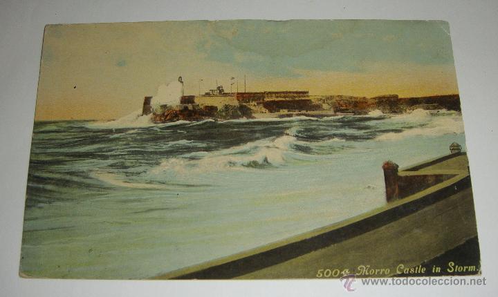 Postais: Postal. Morro Castle in Storm. Republica de Cuba.