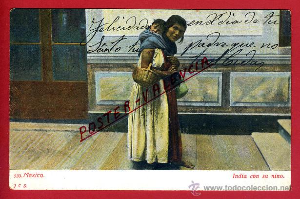 Postales: POSTAL MEXICO, INDIA CON SU NI&Ntilde;O, P96891