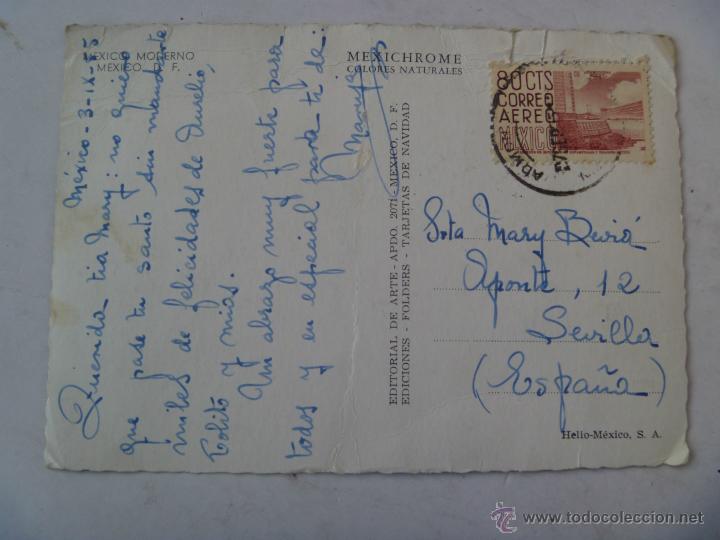 Postales: POSTAL DE MEXICO CIRCULADA A SEVILLA EN 1955 - Foto 2