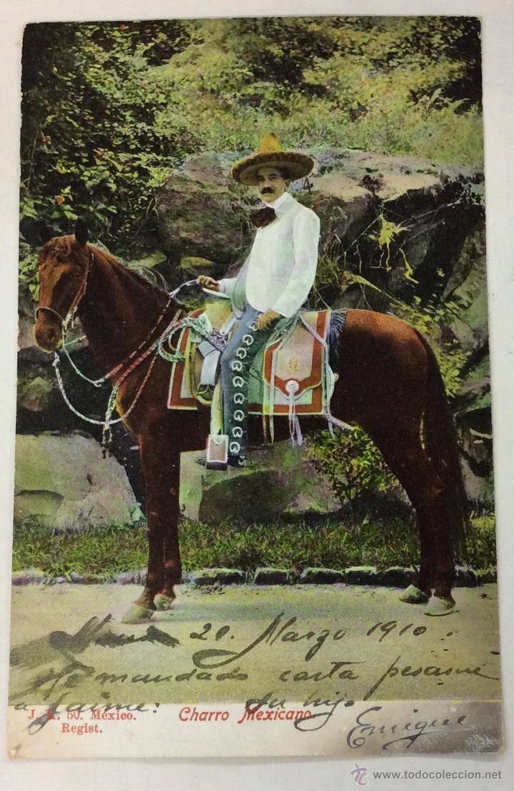Postais: CHARRO MEXICANO. J.K. 50. CIRCULADA 1910. REVERSO SIN DIVIDIR.