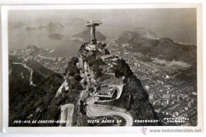 Postales: POSTAL ANTIGUA A&Ntilde;OS 60. BRASIL. RIO DE JANEIRO. CORCOVADO. FOTO POSTAL COLOMBO.Escrita,fechada 1962.