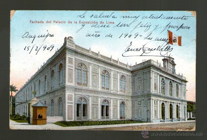 Postales: LIMA - FACHADA DEL PALACIO DE LA EXPOSICI&Oacute;N DE LIMA  - PER&Uacute; - POSTAL - Foto 1