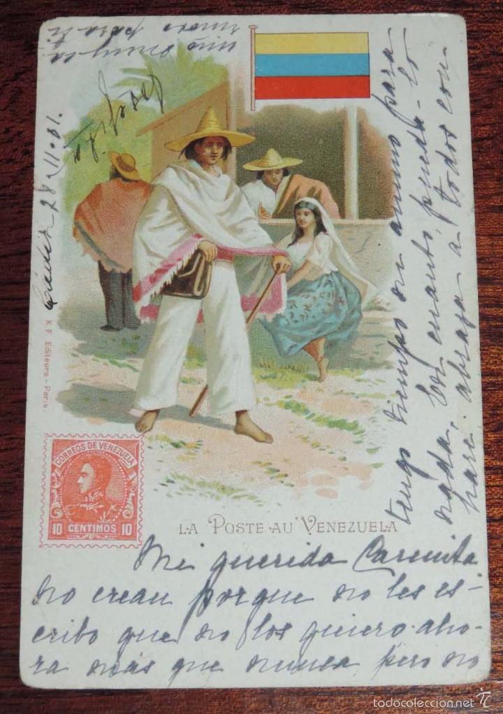 Postkarten: POSTAL DE VENEZUELA, LA POSTE, CORREOS, CARTERO, ED. K.F. CIRCULADA, SIN DIVIDIR.