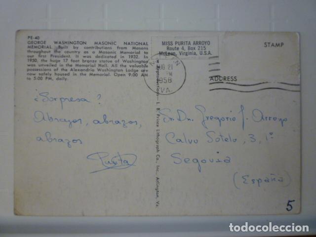 Postales: POSTAL WASHINGTON. CIRCULADA 1958. - Foto 2
