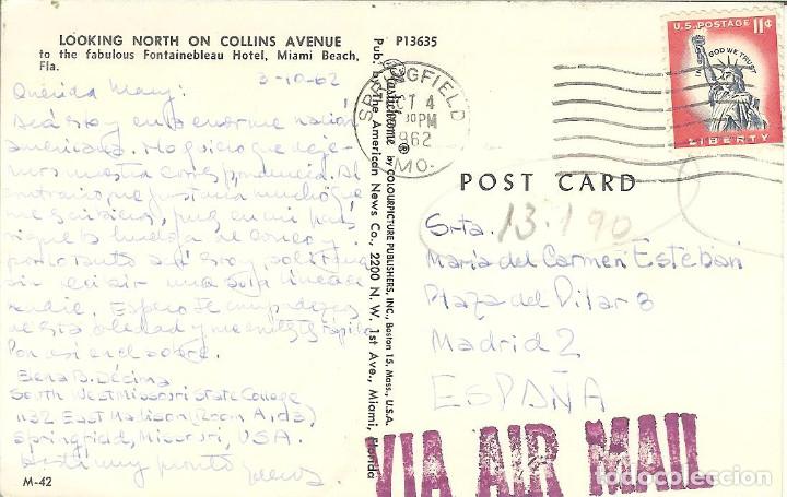 Postales: POSTAL CIRCULADA - MIAMI - FLORIDA - 1962 - Foto 2