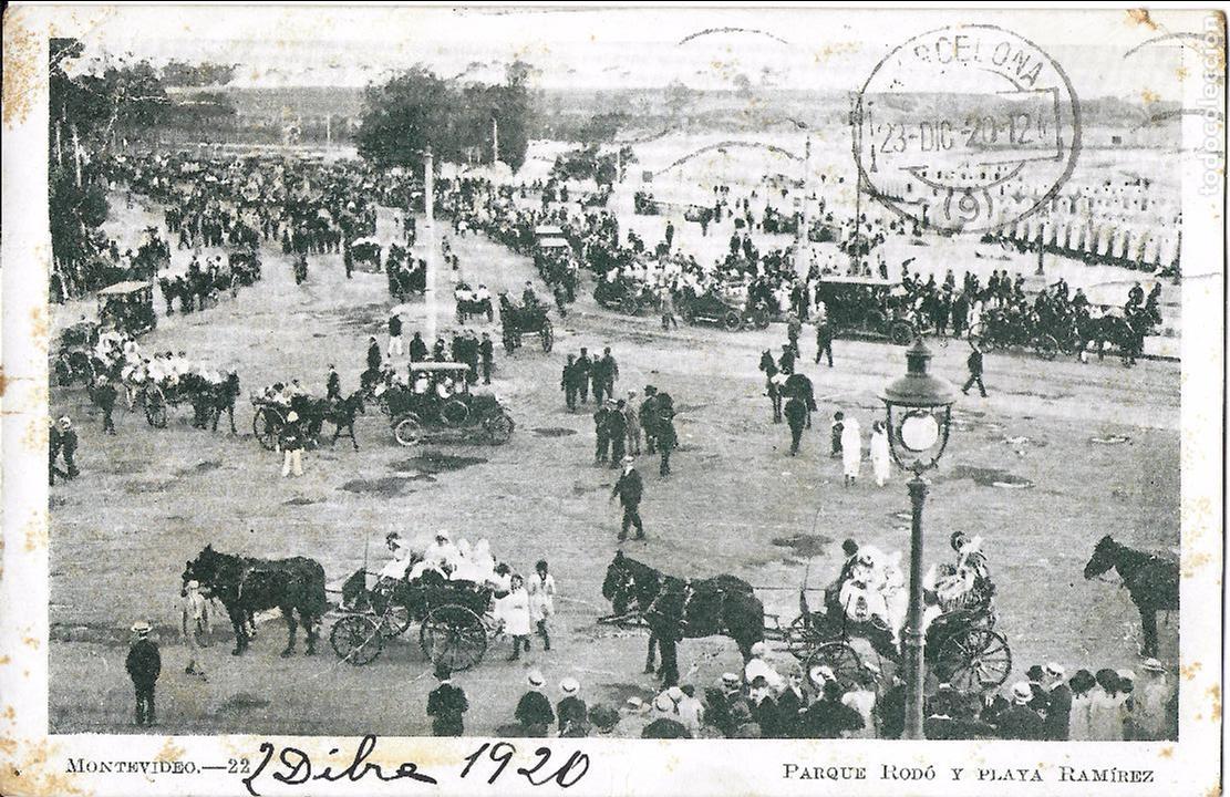 Postales: P- 7098. POSTAL MONTEVIDEO, PARQUE RODO Y PLAYA RAMIREZ. - Foto 1