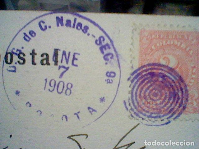 Postais: SUR BOGOTA COLOMBIA CIRCULADA 1908 PRECIOSO MATASELLO d G. C NALES SEC 9&ordf; SELLO 2 CENTAVOS