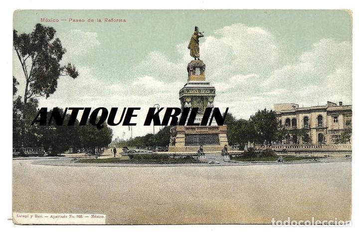 Postales: MEXICO .- PASEO DE LA REFORMA  .- EDICION LATAPI Y BERT