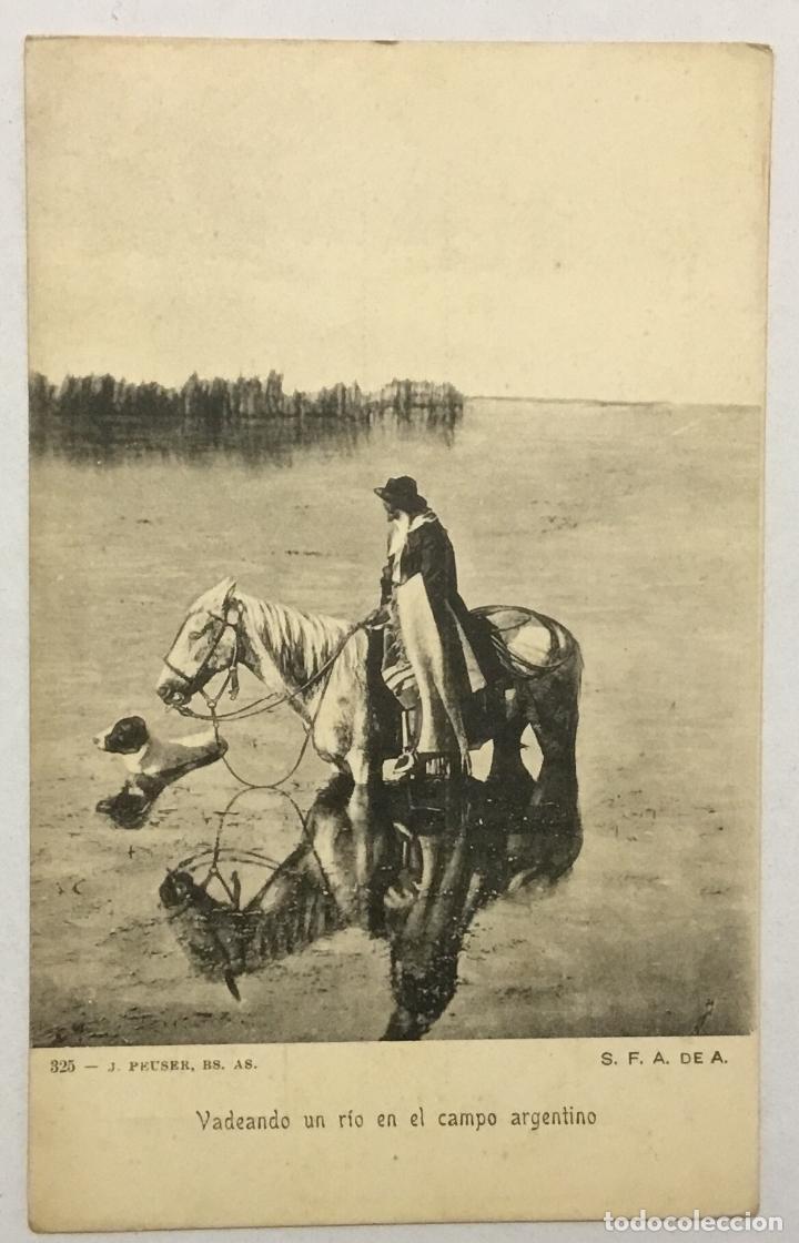 Postales: VEDEANDO UN R&Iacute;O EN EL CAMPO ARGENTINO. 325 - J. PEUSER, BS. AS. REVERSO SIN DIVIDIR. ARGENTINA
