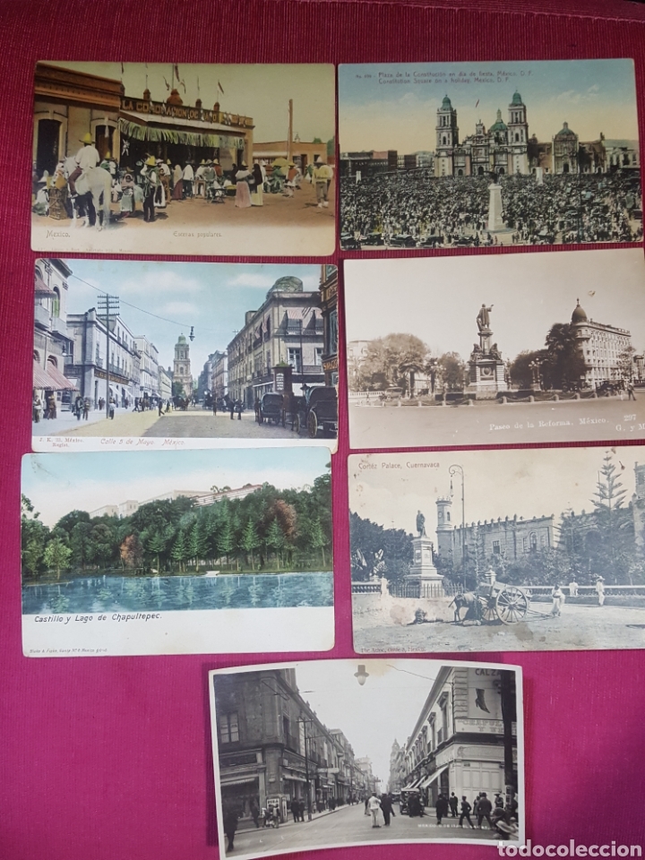 Cartoline: EXCEPCIONAL LOTE DE 7 POSTALES COLOREADAS. MEXICO. ENTRE 1909 Y 1925