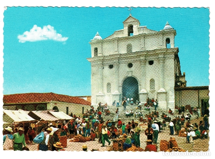 Postcards: GUATEMALA CHICHICASTENANGO - IGLESIA DE SANTO TOMAS - A&Ntilde;OS 60 - SELLADA EN 1979 - SELLO SEMANA SANTA