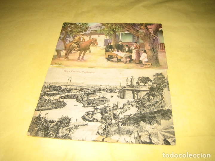 Postales: LOTE DE DOS POSTALES ANTIGUAS UNA DE CHILE Y OTRA URUGUAYA- 1919 ESCRITA