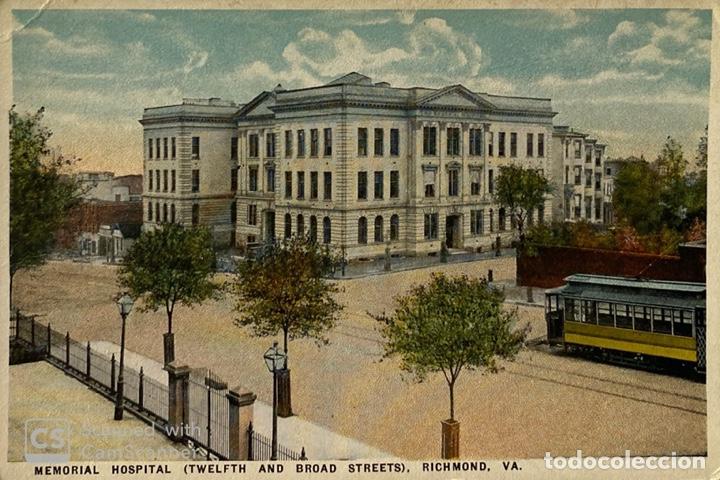 Postcards: TARJETA POSTAL. EEUU. VIRGINIA. RICHMOND. 21.-MEMORIAL HOSPITAL. TEWLFTH AND BROAD STREETS.