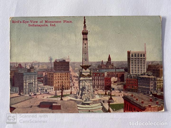 Postales: TARJETA POSTAL. EEUU. INDIANA. INDIANAPOLIS. BIRD'S EYE VIEW OF MONUMENT PLACE.
