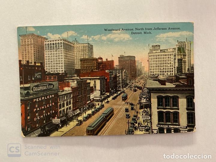 Postkarten: TARJETA POSTAL. EEUU. MICHIGAN. DETROIT. WOODWARD AVENUE. NORTH FROM JEFFERSON AVENUE.