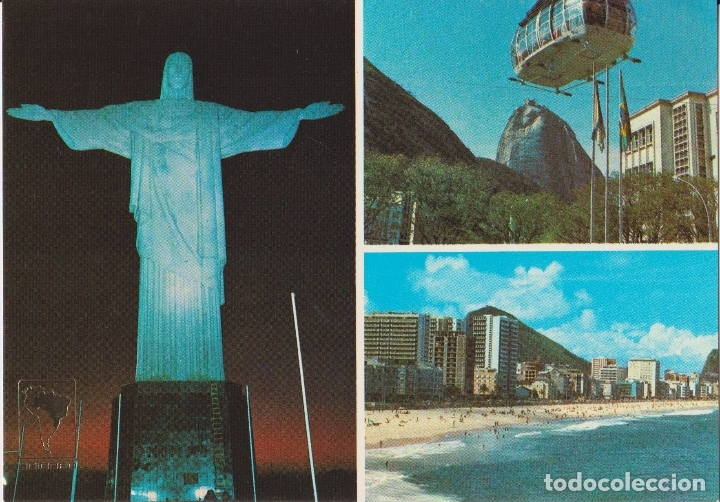 Postales: BRASIL, RIO DE JANEIRO, PLAYA LEBRON, P&Aacute;O DE A&Ccedil;&Uacute;CAR - EDICARD N&ordm; V12 - S/C