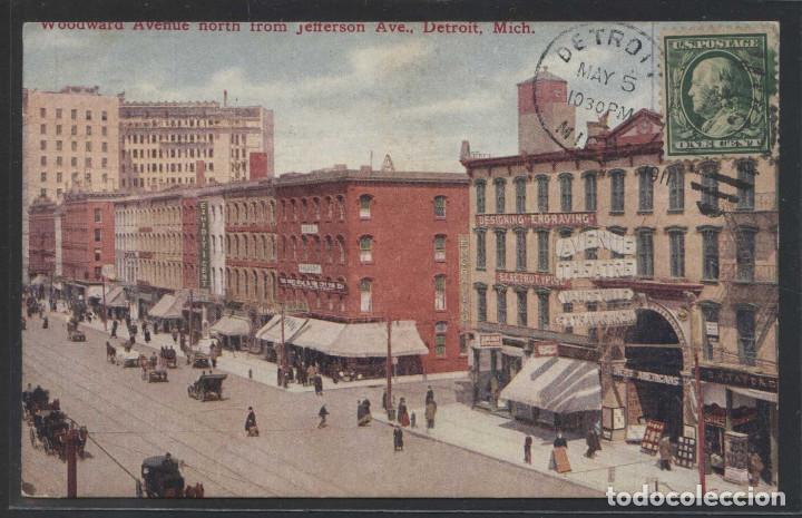Postkarten: U.S.A. - MI. Detroit. Michigan. *Woodward Avenue north... * Sin datos editor. Circulada 1911.