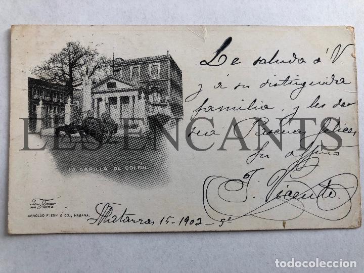 Postales: POSTAL  CUBA LA CAPILLA DE COLON CIRCULADA 1902 - Foto 1
