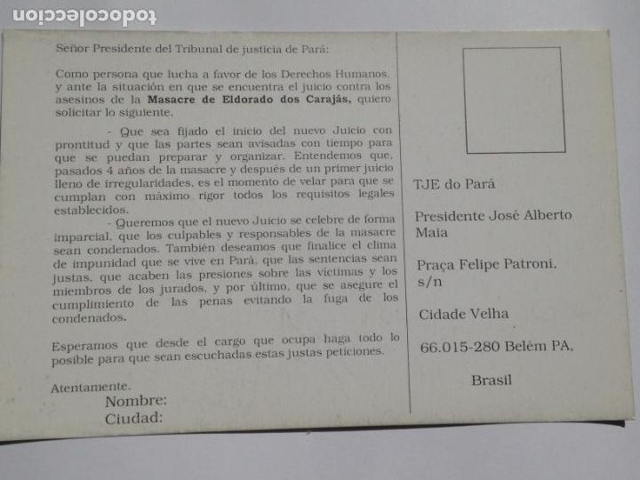 Postales: POSTAL POSTCARD MASACRE DE ELDORADO DOS CARAJ&Aacute;S BRASIL - Foto 2