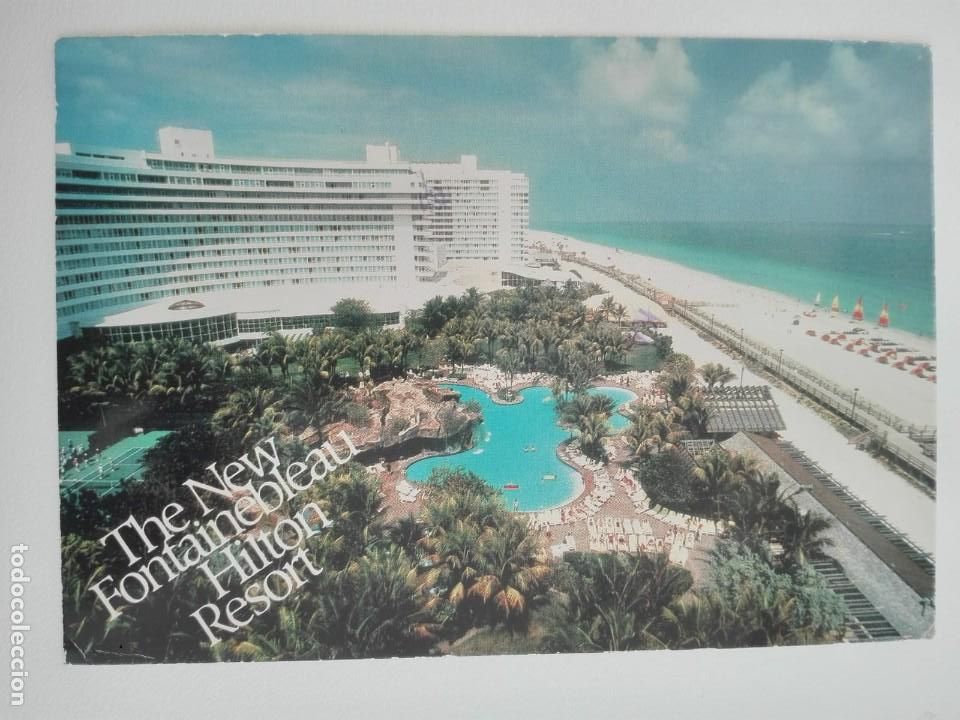 Cartes Postales: POSTAL2043 - THE NEW FONTAINEBLAU HILSTON RESORT MIAMI USA HOTEL - FILATELIA MAT. FLUSHING NY 1988