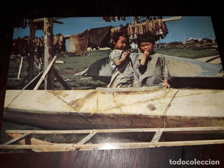 Postales: N&ordm; 50268 POSTAL ALASKA ESKIMO CHILDREN IN SEALSKIN KAYAK