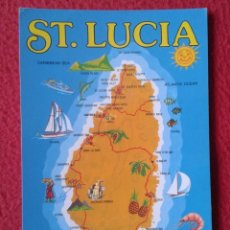 Postales: POST CARD ISLA DE SANTA ST. LUCIA ÎLE ISLAND GREETINGS FROM...MAPA MAP CARTE ASPECTOS..CARIBE..VER..