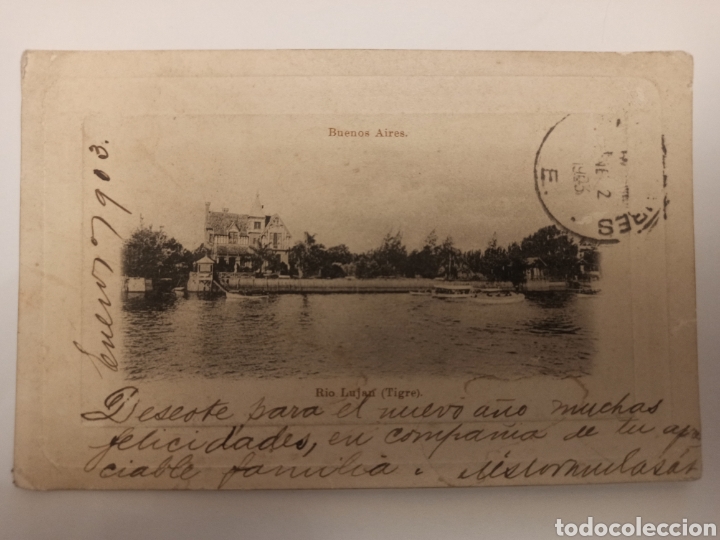 Postales: Postal R&iacute;o Lujan , Buenos Aires. Circulada en 1903. Argentina.