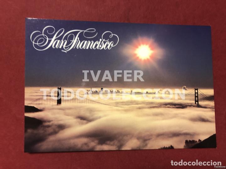 Postales: POSTAL SAN FRANCISCO, ESTADOS UNIDOS, NIEBLA SOBRE EL PUENTE GOLDEN GATE Y LA CIUDAD, A&Ntilde;OS 90